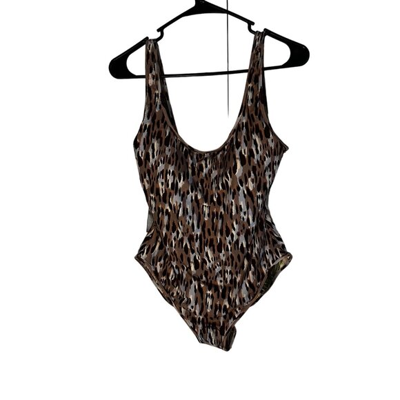 Vince Camuto Reversible One-Piece Swimsuit Leopard & Palm Print Size 14 Women's - Picture 3 of 9